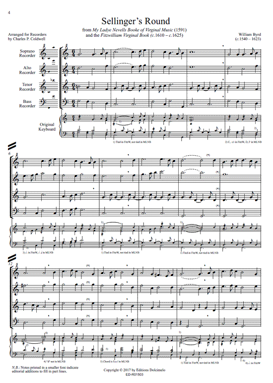 Editions Dolcimelo Byrd Sellinger S Round Recorders Satb round recorders satb